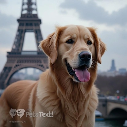 Golden Retriever Denson by the Eiffel Tower in Paris