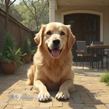Denson the Golden Retriever enjoying the patio