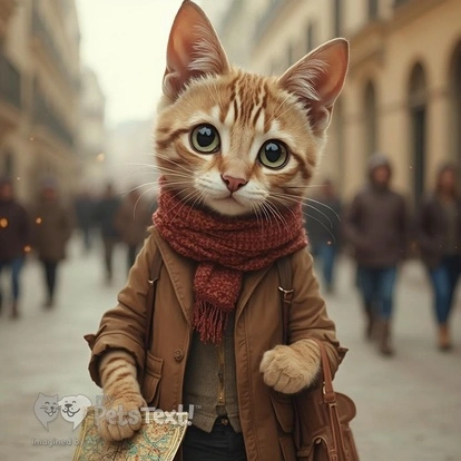 Aegean cat named Hazel acts as a tour guide, leading through a historic city.