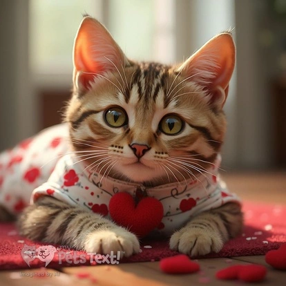 Jeremiah the American Shorthair cat resting with a heart