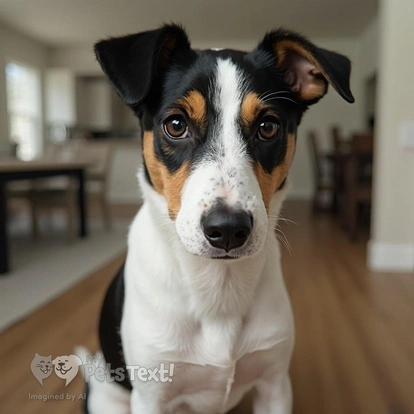 Zoe, a playful Parson Russell Terrier, indoors